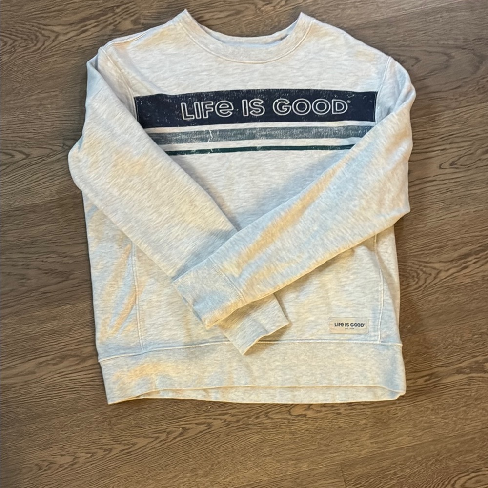 Life Is Good Gray Comfy Sweatshirt-Excellent Condition